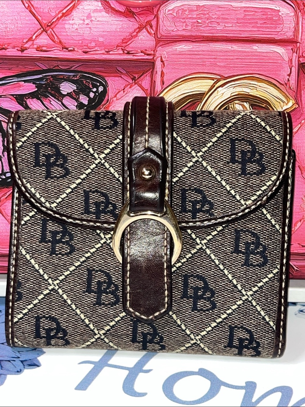 Dooney and Burke bi-fold Brown Leather-Trim Wallet